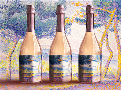 Prismé Wine Label bottle branding design designer france grape graphic design illustration label logo luxury painting pastel photoshop rose soft vector wine winery
