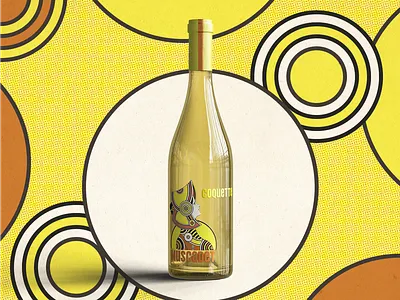 Coquette Wine Label bottle branding colorful design glass grape graphic design halftone illustration label logo packaging photoshop pop art retro vintage white wine wine design winery