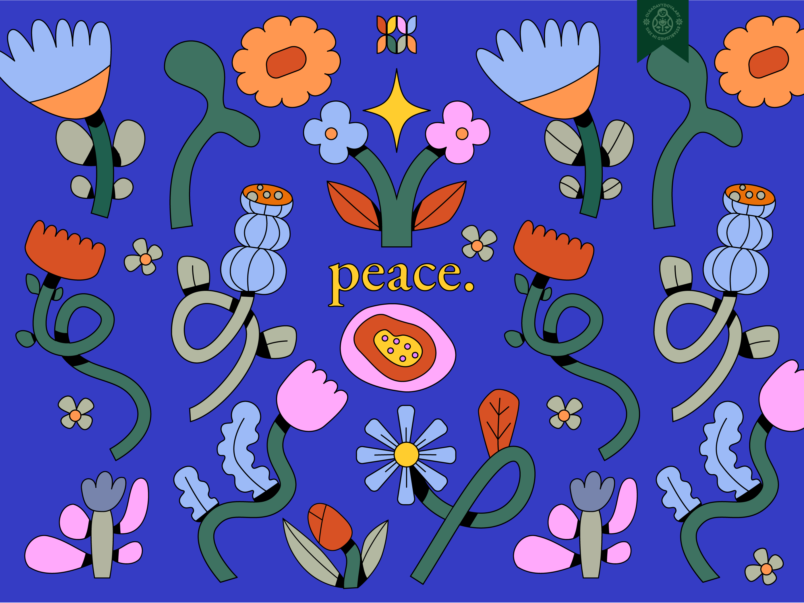 Flower Power Print for Watermelo apparel branding design fashion flat icon illustration pattern seamless vector vector illustration