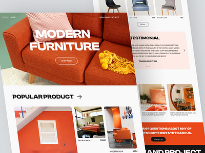 Furniture Landing Page Website bold branding company design ecommerce furniture home landing page landing page ui minimalist shop simple store ui uitrend web web design web ui website website design