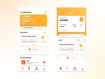 Mobile Banking App - Create a will app design mobile ui