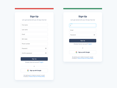 Sign-up Forms: Keep the sign-up form as short as possible clear create account design design tips form forms login minimal sergushkin sign up signup ui user experience ux ux tips web website