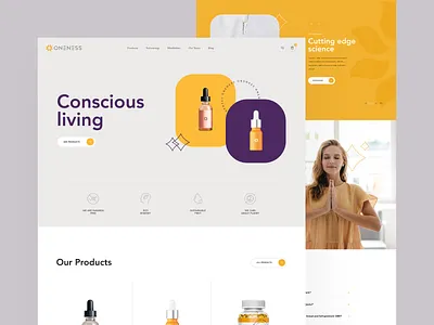 CBD cannabis cbd clean ecommerce landing orange page product ui ux violet website