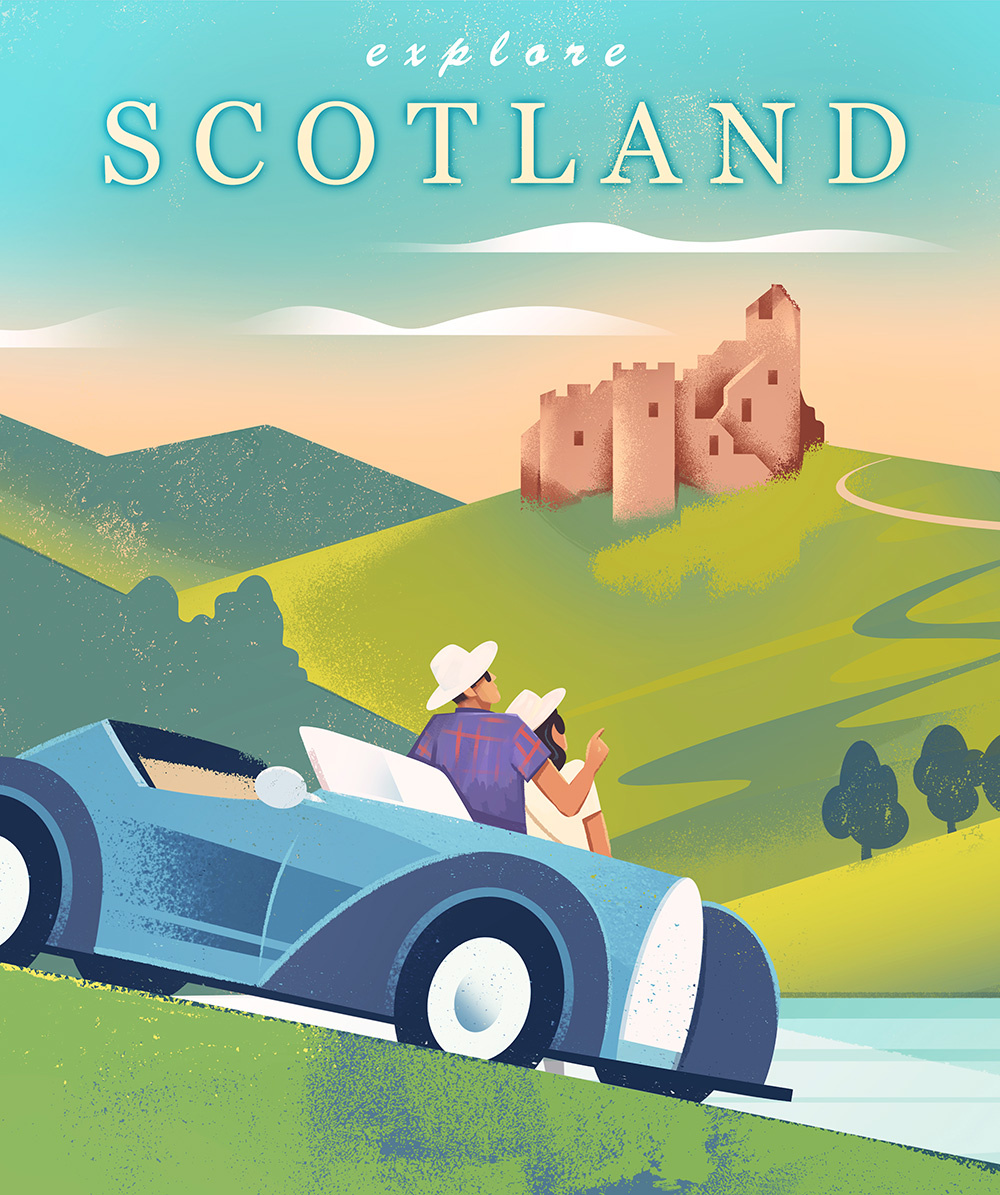 Scotland design europe graphic graphic art illustration poster poster design scotland travel vintage