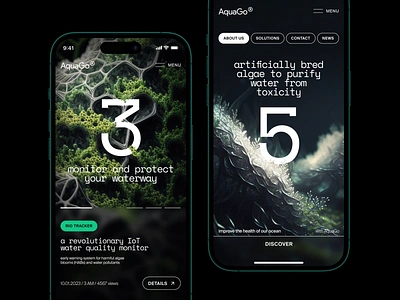 AquaGo Mobile App Concept application aqua concept creative design emissions impacts industrial inspiration interface ios mobile app monitoring ocean startup statistics temperature ui ux water quality