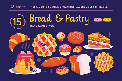 Bread and Pastry Illustration Set bread landing page pastry