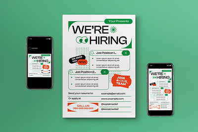 Minimalist We're Hiring Flyer Set employee hiring minimalist social media