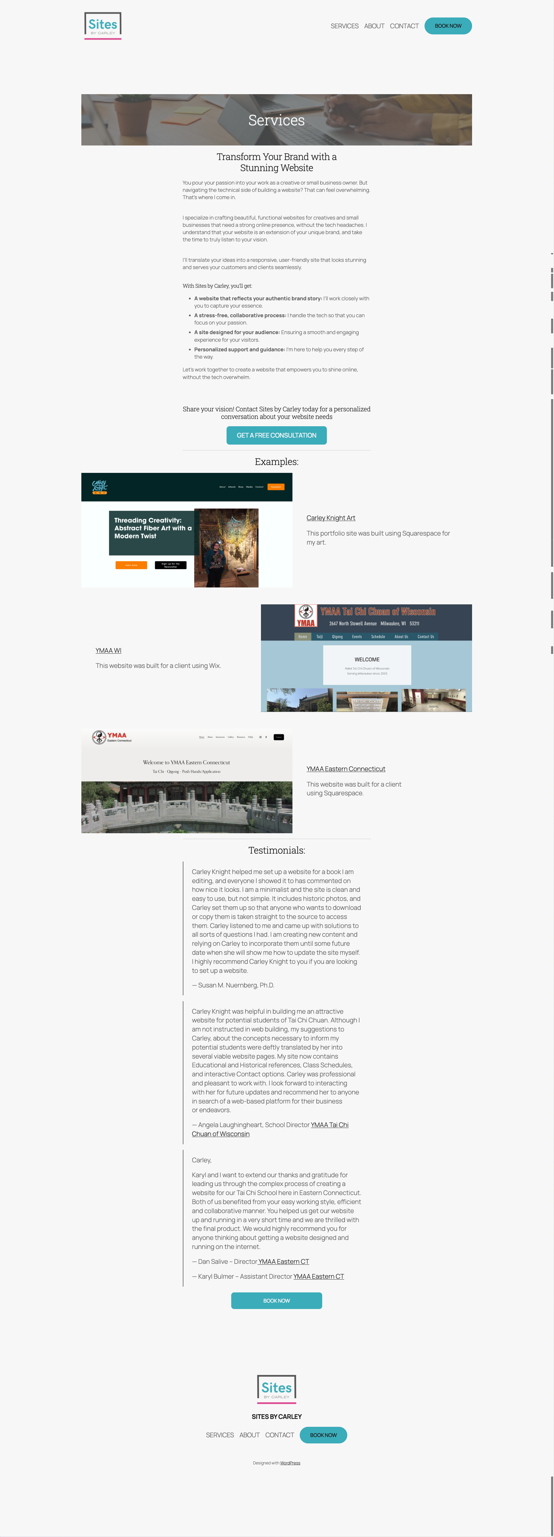 Sites by Carley - built using Wordpress web design wordpress