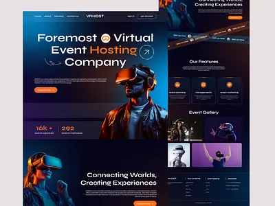 Website Design ✦ Landing Page For Virtual Reality Event Company figma landing page ui ux user interface virtual reality vr website