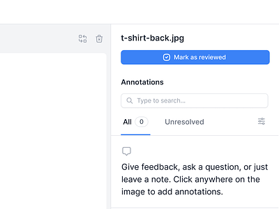 Iterating on the Annotations Sidebar with Actions actions annotations blue button comment comments dialog empty state fashion app figma minimal product design saas side panel sidebar tabs ui web