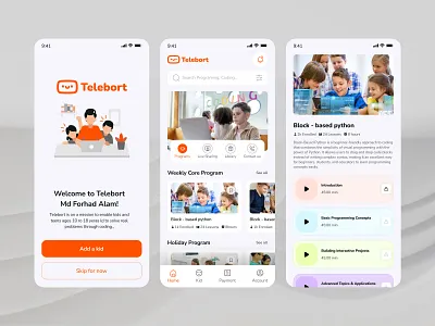 Online Education App for Kids app app design branding coding design education elearning firqah firqah lab kids kids learning learning mobile app online online education online learning ui