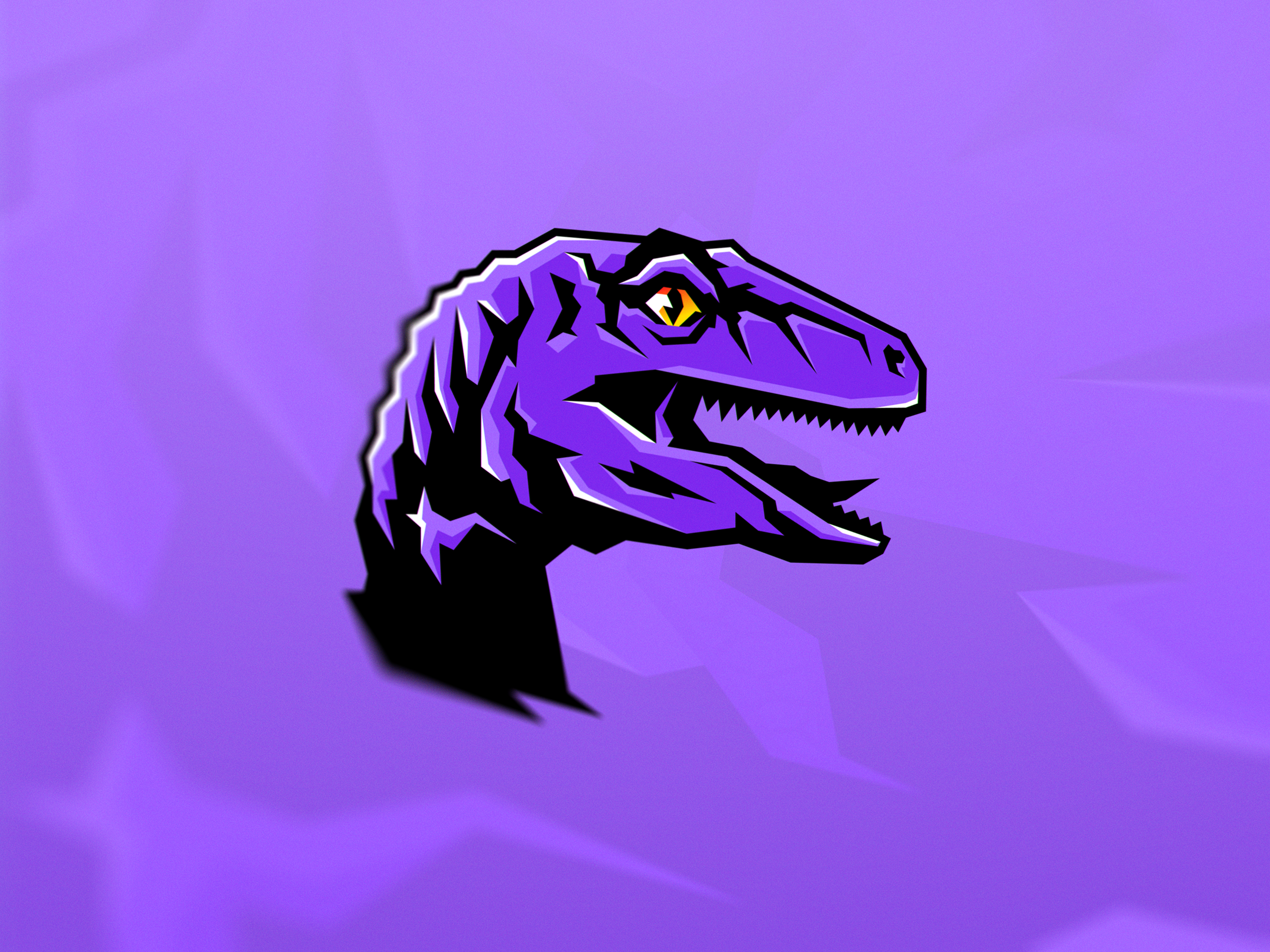 Raptor — Illustration branding dino dinosaur eye figma graphic design gray illustration logo mascot predator purple raptor reptile sticker vector