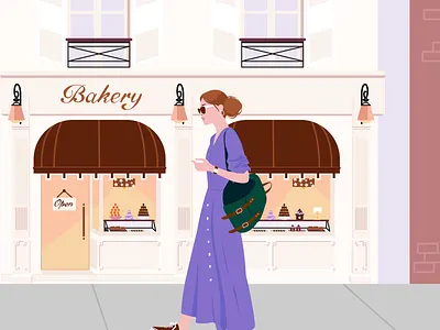 “Style women in purple dress have walked down a street" casual ecommerce fashion graphic design illustration street very peri women