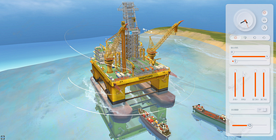 Digital Twin of Offshore Drilling Platform 3d animation digital twin ui visualization web design