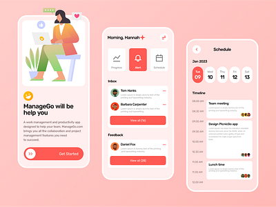 ManageGo App app branding clean collaboration design explore homepage illustration logo manage management mobile service simple ui website work