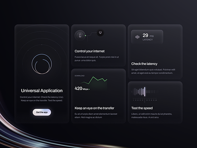 Vexion - UI elements app card clean design free interface internet landingpage minimal satellite simple template ui website