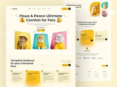 Pet Care Website animal care cat colorful ui dog figma designer figma mockup home page landing page memphis minimalist pet pet care pet store pet training petshop ui ui designer ui mockup ux veterinary