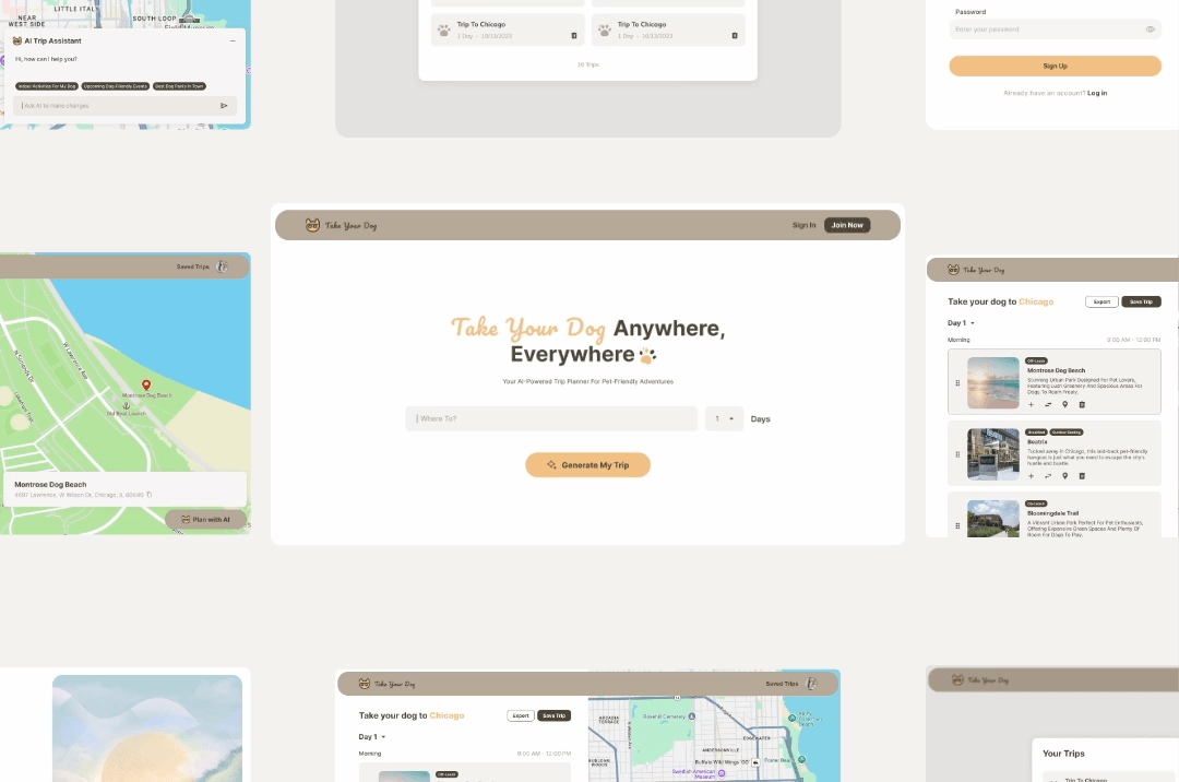 🐶 AI Pet-Friendly Trip Planner ai ai agent ai product ai tool branding interface landing page mobile product design responsive ui ux web web app web design website