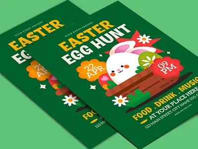 Easter Egg Flyer brochure chrsit design easter easter egg easter egg hunt event flyer illustration invitation poster template