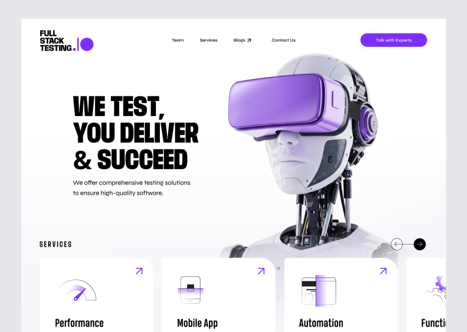 fullstacktesting.io ai artificial intelligence branding contemporary kabilansa landingpage trend ui ux