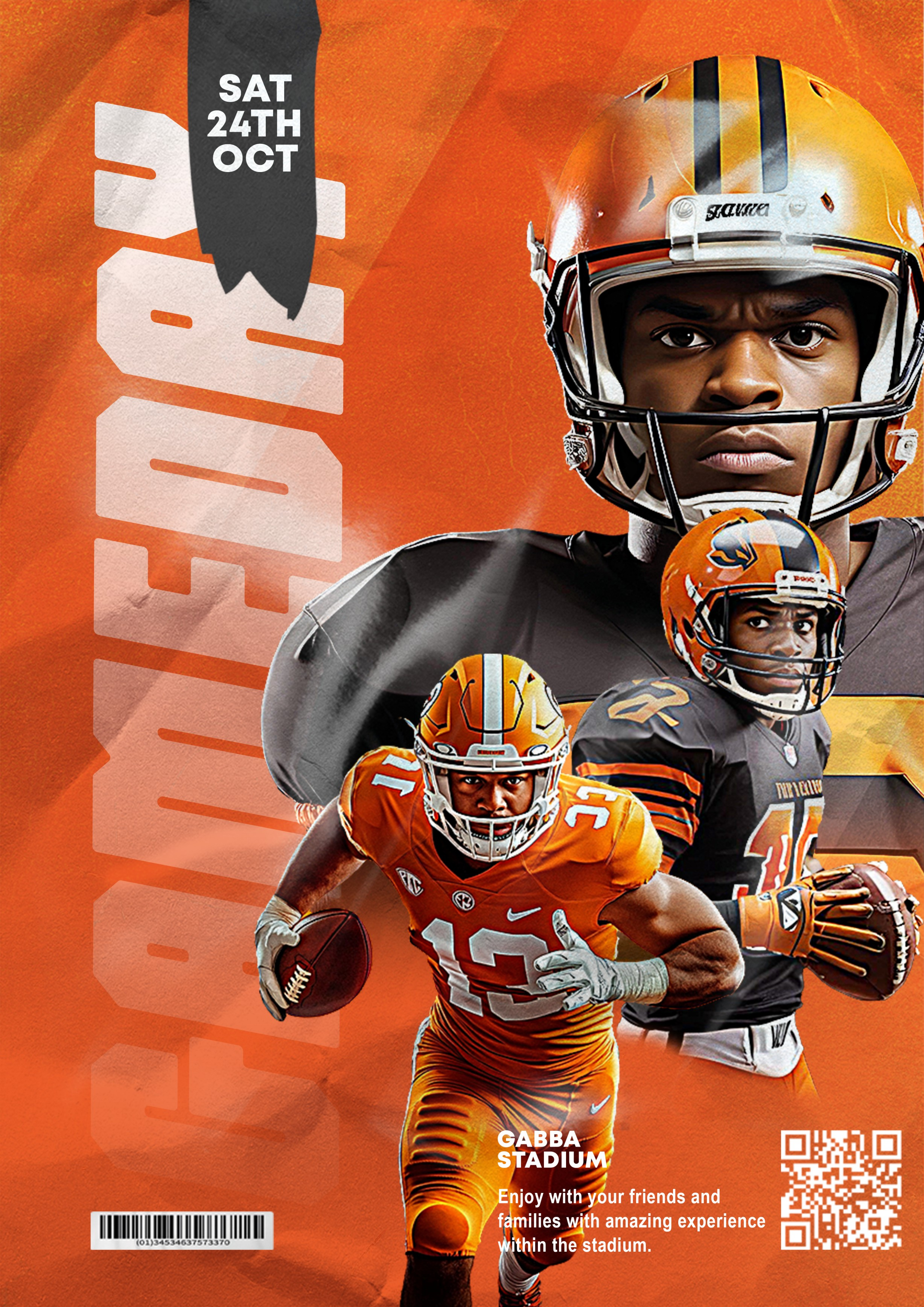 Sports Poster Design american football ball col colors design flyer design graphic design orange photoshop poster design pro sports typography