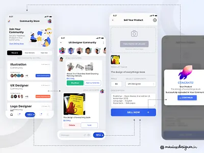 Community Store - Sell & Shop Within Your Circle app design clean ui community based app community store e commerce app group selling in app shopping interaction design listing platform micro marketplace minimal design mobile commerce mobile u online marketplace peer to peer marketplace product upload flow seamless ux social commerce user interface design ux design