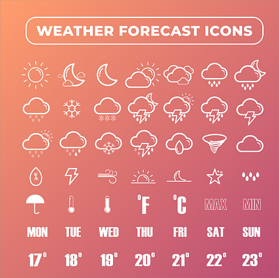 Weather Forecast Icons Design icon icons icons design illustrator sketch vector