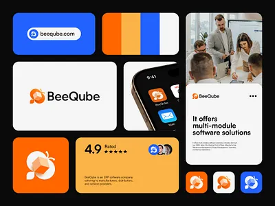 BeeQube - ERP Software Branding Logo Design applogo bee logo branding butterfly cube design graphic design logo logo design logodesign modern saas tech
