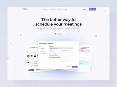 Picktime - Smart Meetings Platform SAAS business calendar conversations design event home page landing page meeting platform meetings planning productivity saas scheduling startup time management tools time track to do list ui ux website design