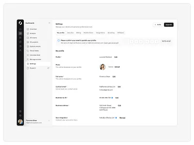 My profile — Untitled UI form nav menu navigation preferences settings sidenav ui design user interface