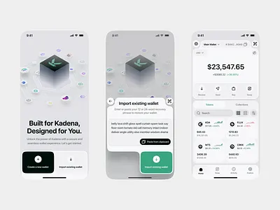 Crypto Wallet - Kadena Blockchain blockchain crypto fintech interaction ios app minimal mobile app onboarding ui wallet