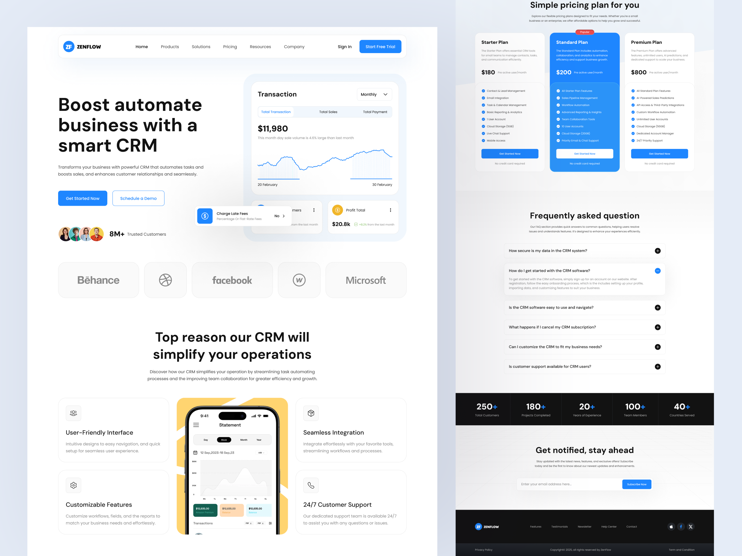 Example of Zenflow   Crm Landing Page Design 