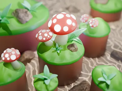 3D Mushroom Island 3d 3d design animation blender branding cycles render illustration mushroom ui