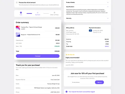 E-commerce Component - Nucleus UI Kit billing card checkout component e commerce ecommerce figma library nucleus online shop order order summary payment shipment subscribe ui ui components ui kit uiux website