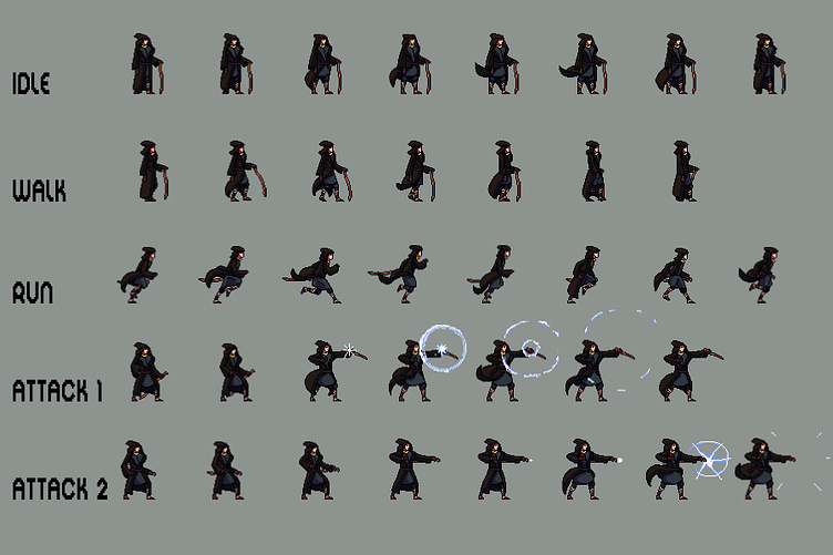 Free Wizard Sprite Sheets Pixel Art by 2D Game Assets on Dribbble