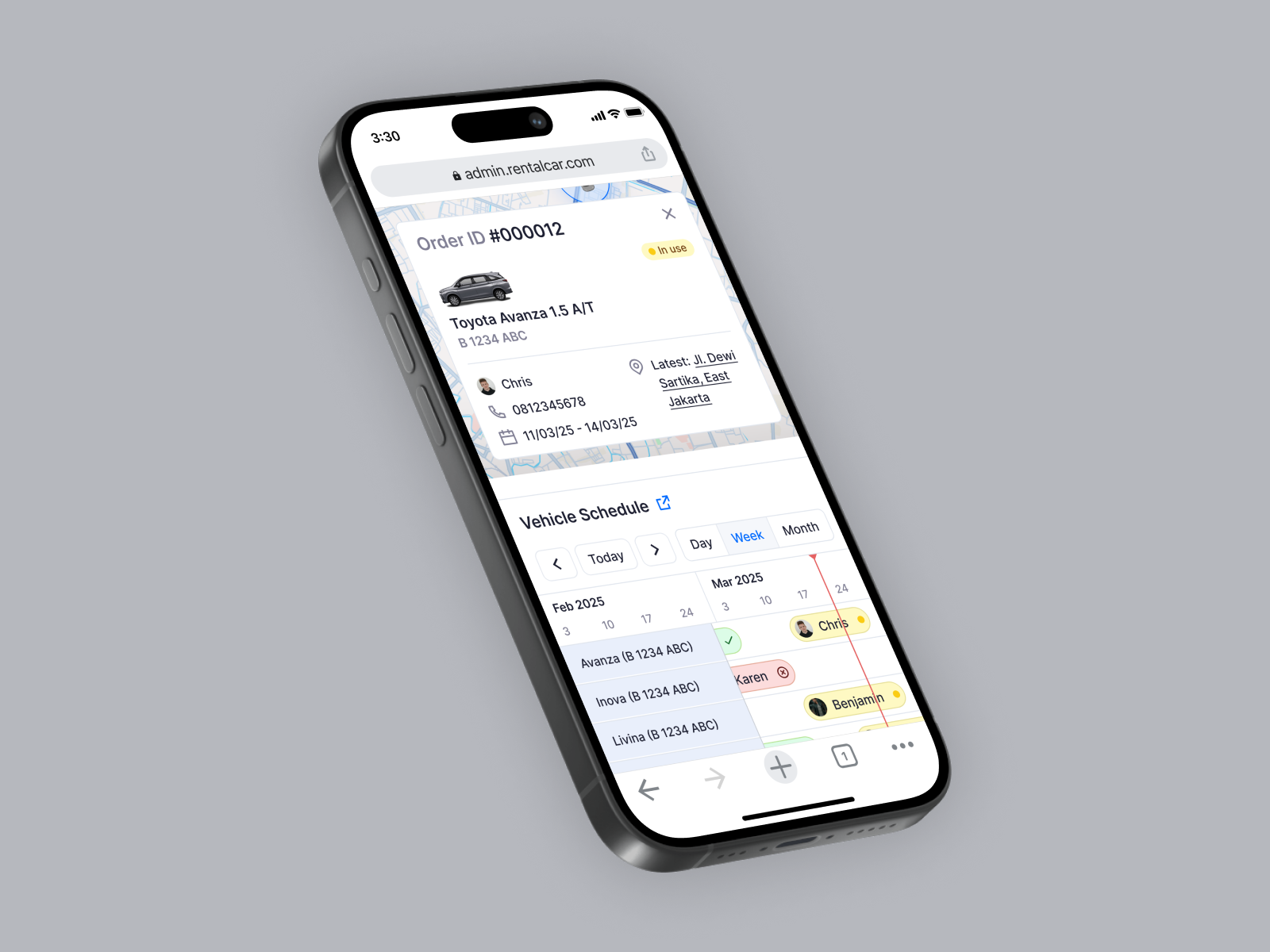 Rent Car Dashboard Mobile Web design gantt iphone landing page mobile schedule timeline ui ux website