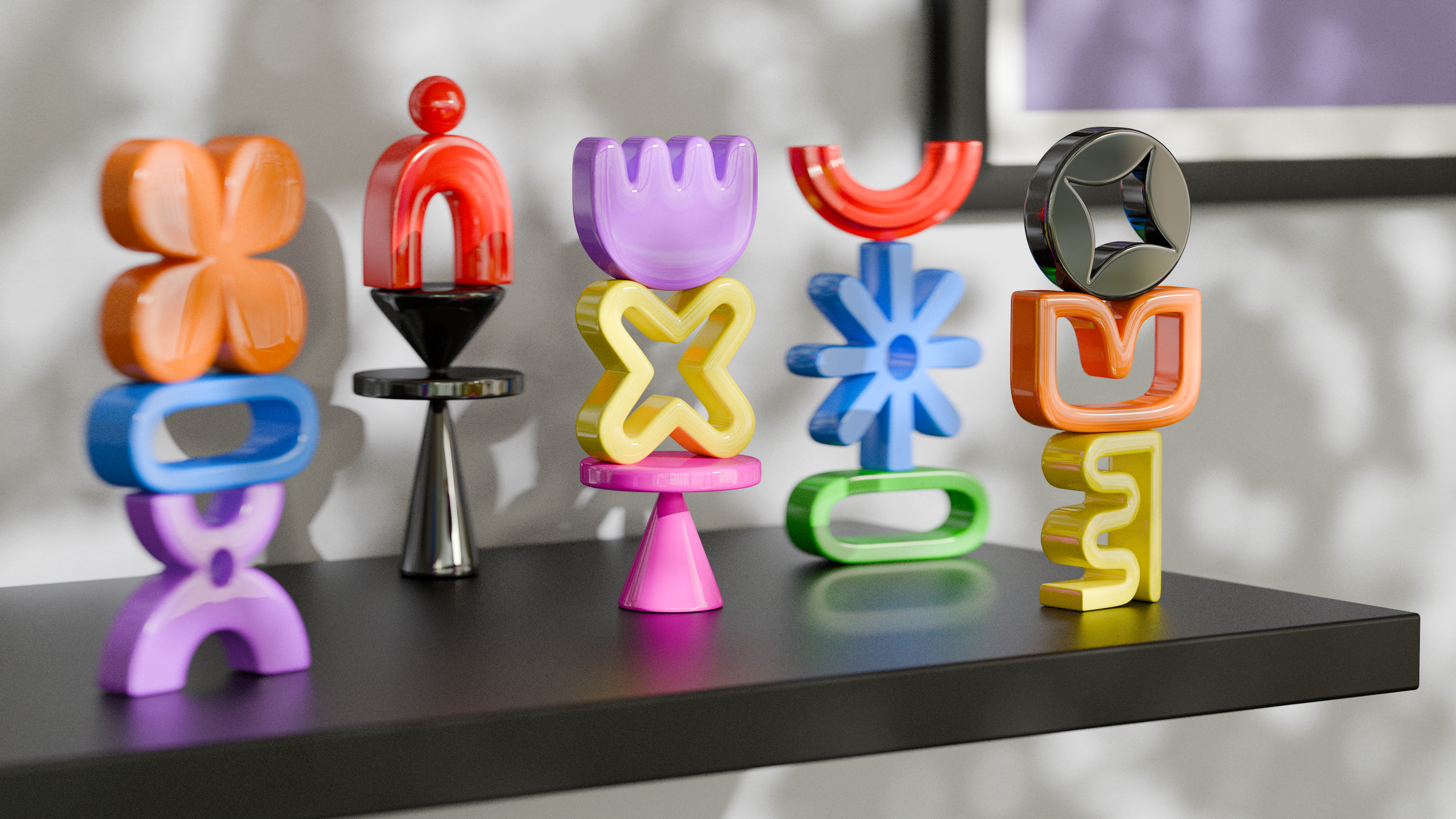 A Set of Ceramic Figures 3d art blender branding ceramic design figures