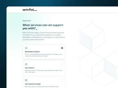Semiflat - Contact form contact form contact page contact saas contact ui contact wizard estimate estimate form estimate ui estimate wizard form ui onboarding onboarding flow product design saas onboarding saas ui web app web design web wizard welcome flow wizard