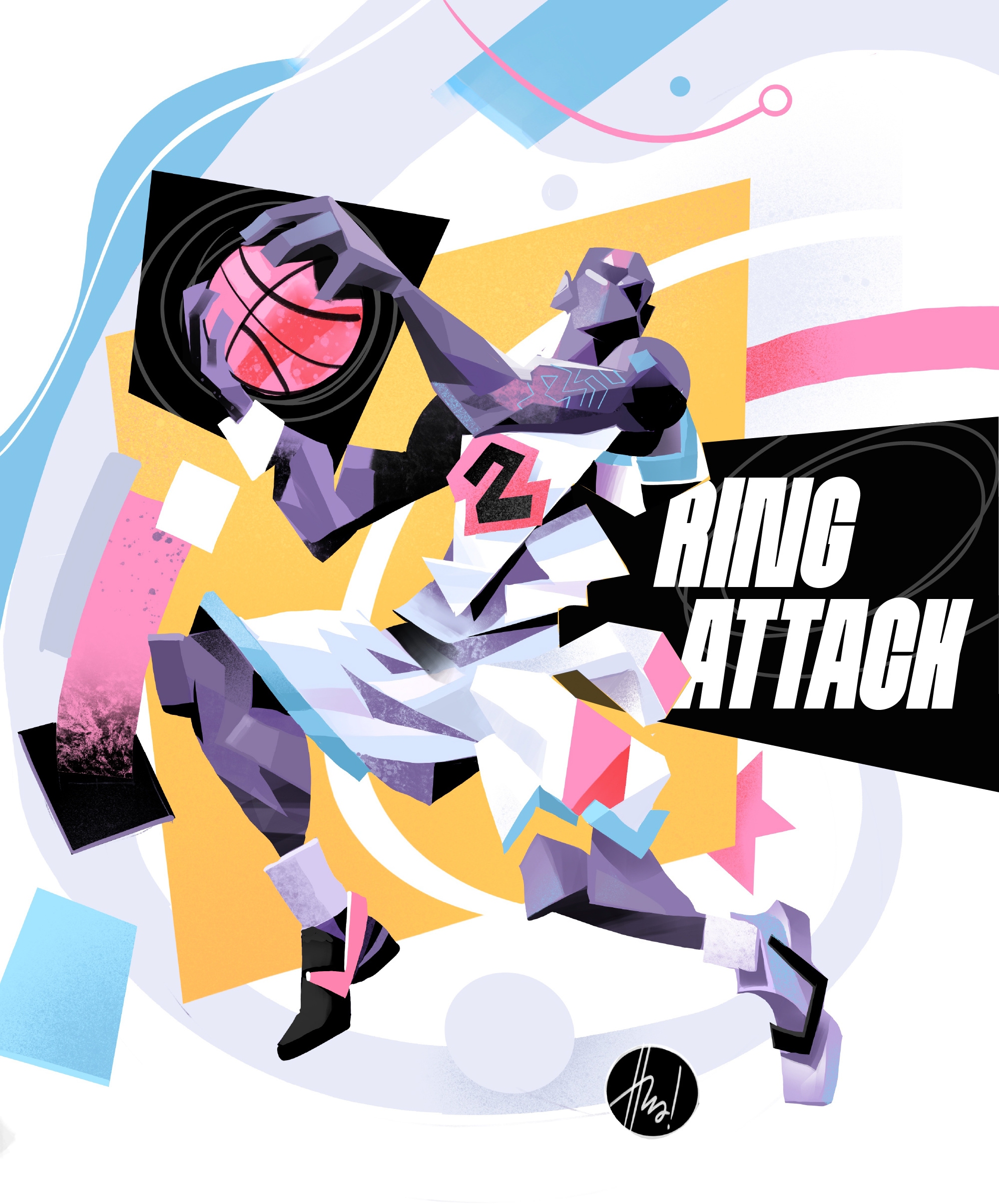 Ring Attack 🏀💥 action basketball illustration nba slam dunk sport animation sport illustration sport legend