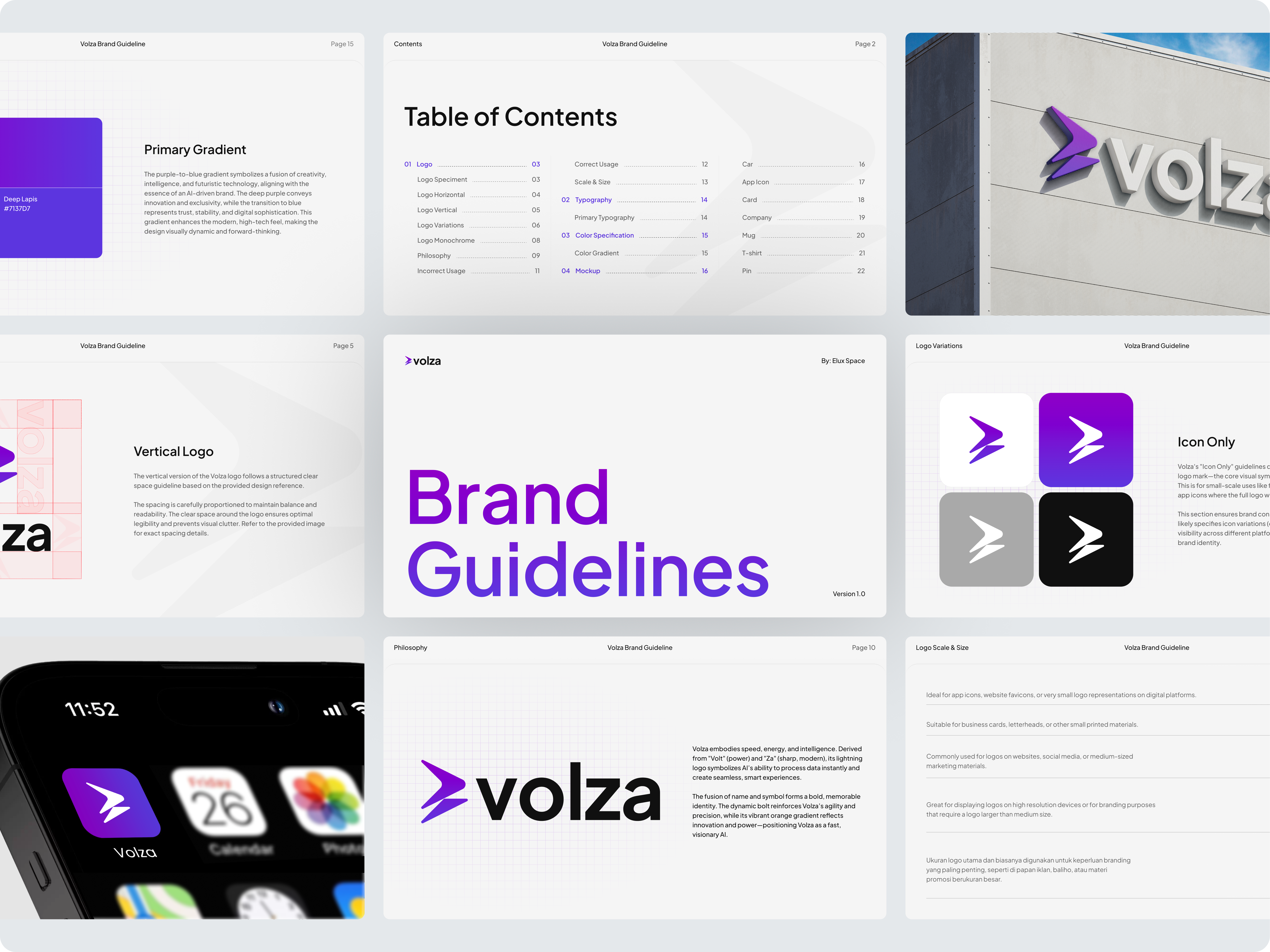 Volza – Brand Guideline ai ai branding brand guidelines brand identity branding chatbot color color spesification guidelines identity logo logo design minimal modern branding tech typography typography system visual visual identity
