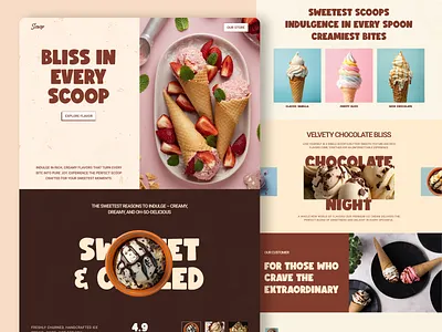 Scoop- Ice-Cream Landing Page UI/UX Design e commerce e commerce landing page ice cream landing page landing page modern landing page trending design ui design uxui