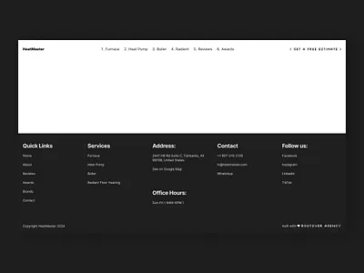Footer Section design for HVAC Website footer footer design footer section hvac hvac contact section hvac marketing agency hvac ui hvac web design hvac web design agency hvac web design company hvac web designer hvac website hvac website designer rootover rootover agency section design ui ui design web design website
