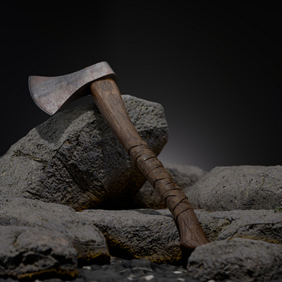 Medieval Axe 3D 3d axe design graphic design hatchet medieval rusted