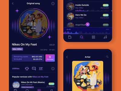 Music App UI 🎸 app application design ether ios iphone mobile app music nft ui