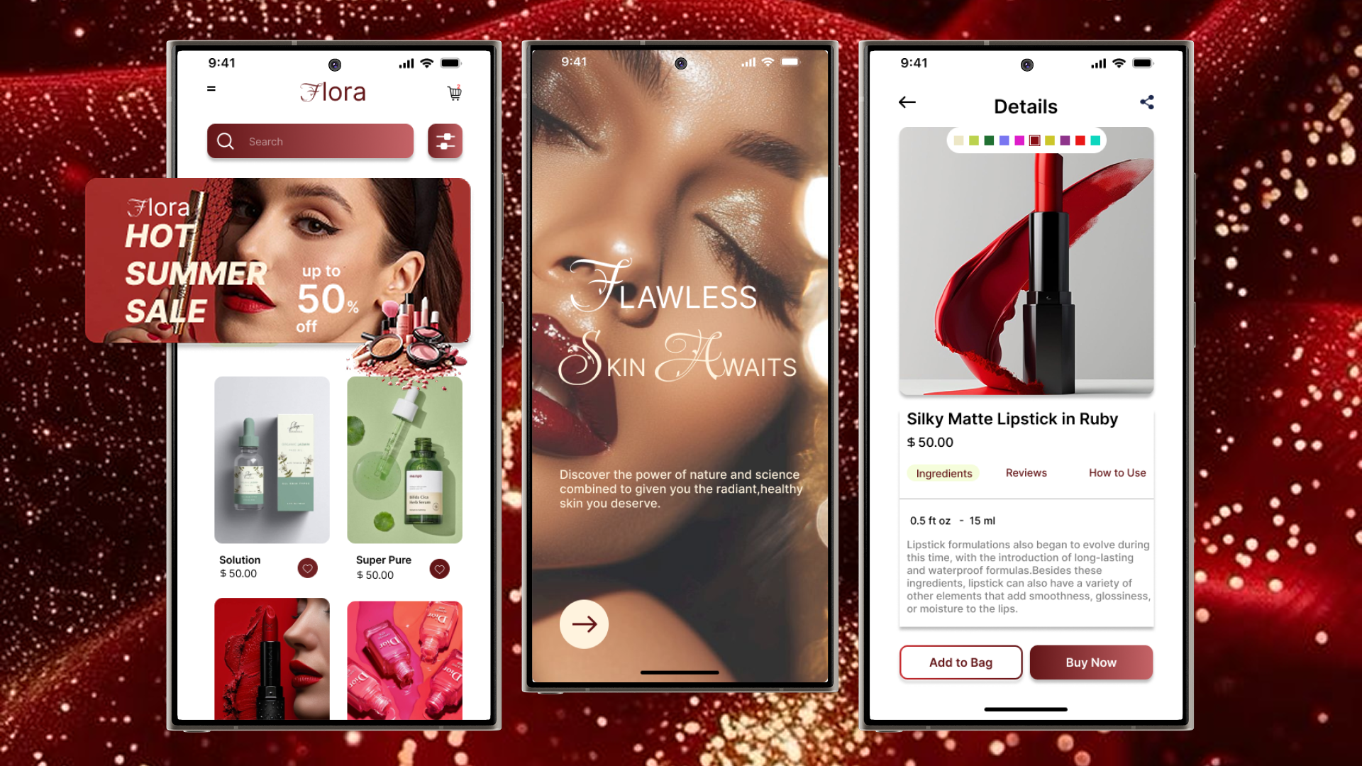 Beauty Products E-commerce Mobile App branding graphic design logo ui