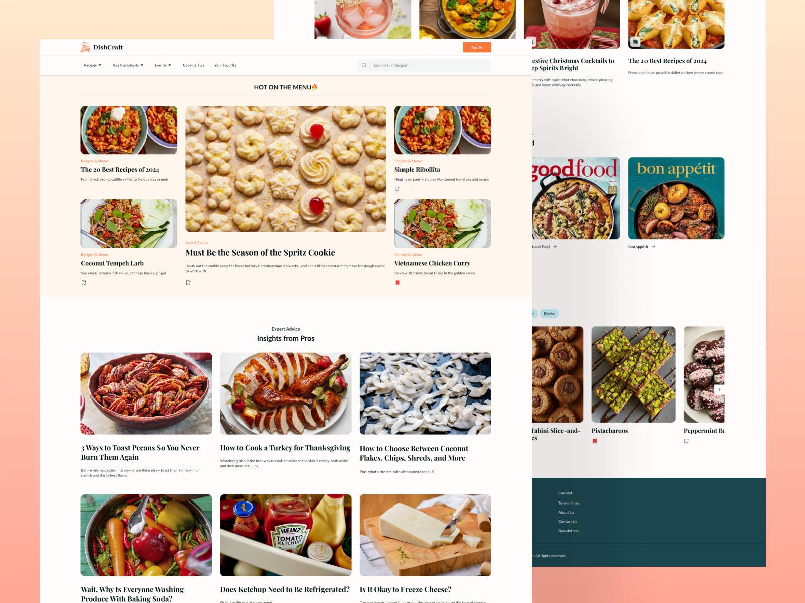 Modern Recipe Platform Website UI culinary website food blog food inspiration food recipe website food website design modern design online recipes recipe search recipe website uiux design user experience user friendly design visual design web design