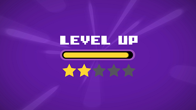 LEVEL UP SCREEN - Motion Design - Bailie Gifford Commercial 1 up animated text animation design games gaming graphic design interface level complete level up motion graphics pixel art retro ui video games