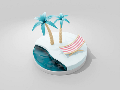 Pacitan Beach 3d animation illustration motion graphics polygon ui