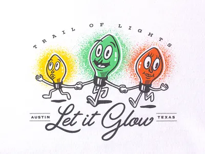Trail of Lights Illustration animated austin branding bulbs christmas design fun glow hands holiday illustration lights texas trail tshirt type typography whimsical