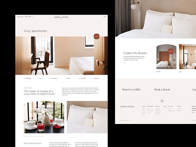 Sophia Hotel - Room page apartments clean cozy design grid hospitality hotel interface layout room ui ux web design